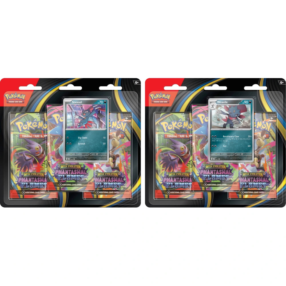 Pokemon TCG: Mega Evolution Phantasmal Flames Booster 3-Pack Bundle - Weavile + Sneasel