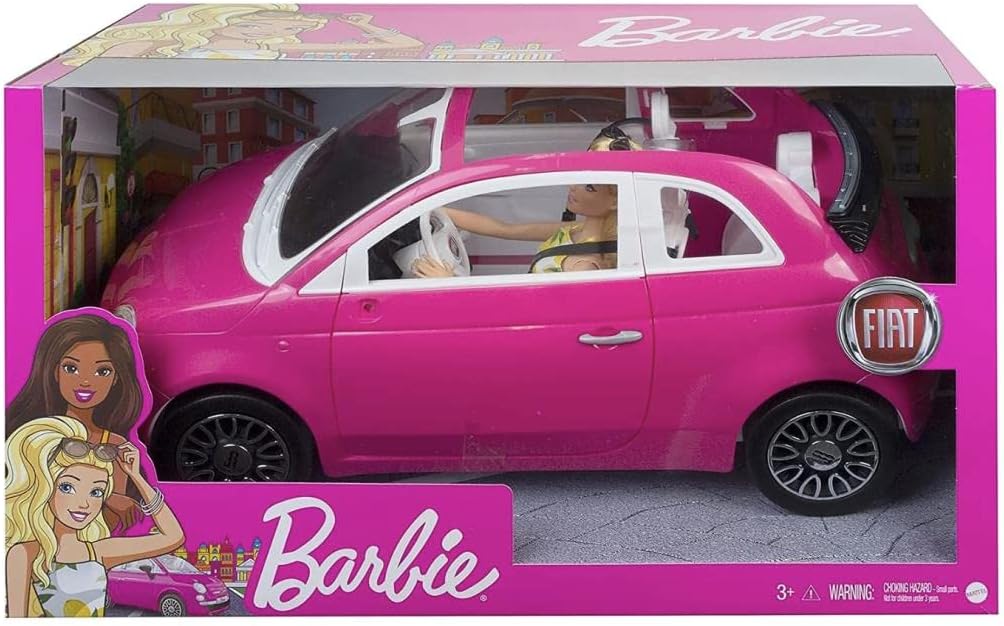 Barbie Doll and Pink Fiat 500