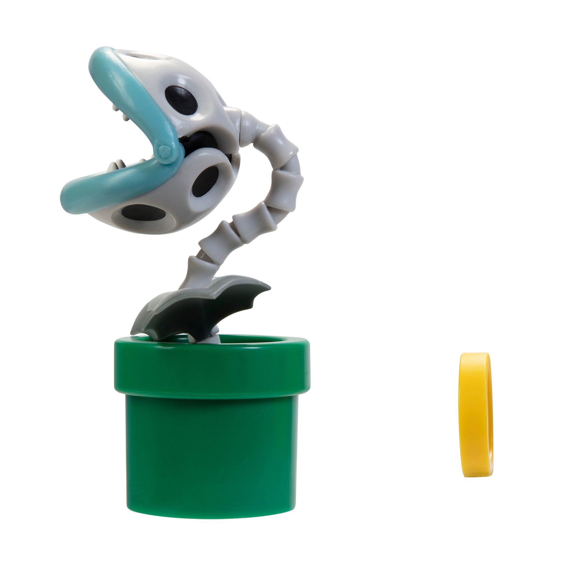 Super Mario: Bone Piranha Plant w/ Coin 10cm Figure