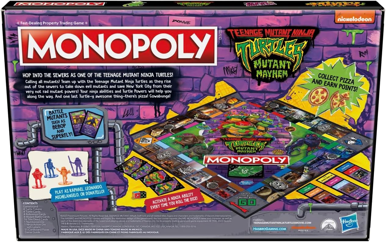 Monopoly: Teenage Mutant Ninja Turtles Mutant Mayhem Edition Board Game
