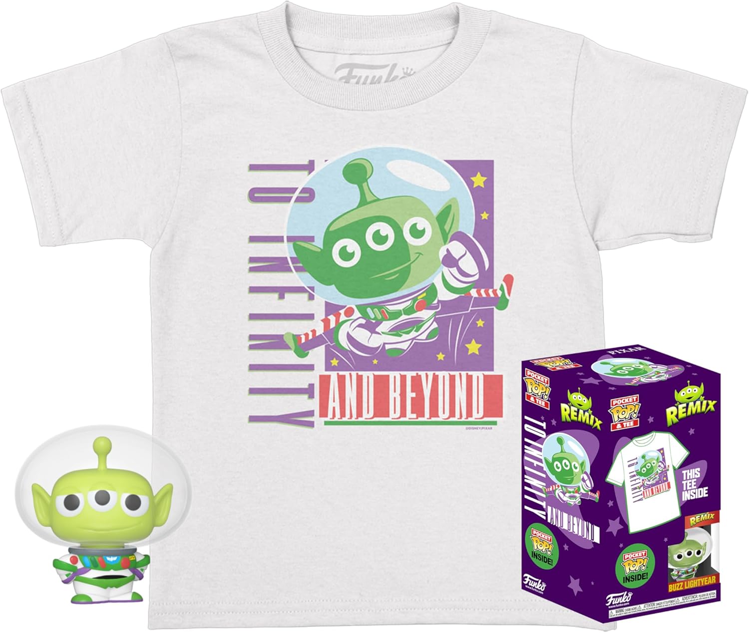 To Infinity and Beyond Buzz Alien Remix Funko Pocket Pop! & Tee - Size Child L