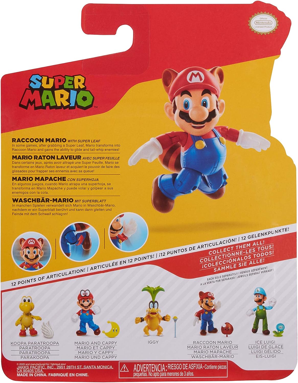 Super Mario: Raccoon Mario w/ Leaf 10cm Figure