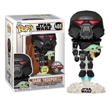 Star Wars The Mandalorian: Dark Trooper w/ Grogu Funko Pop! Vinyl