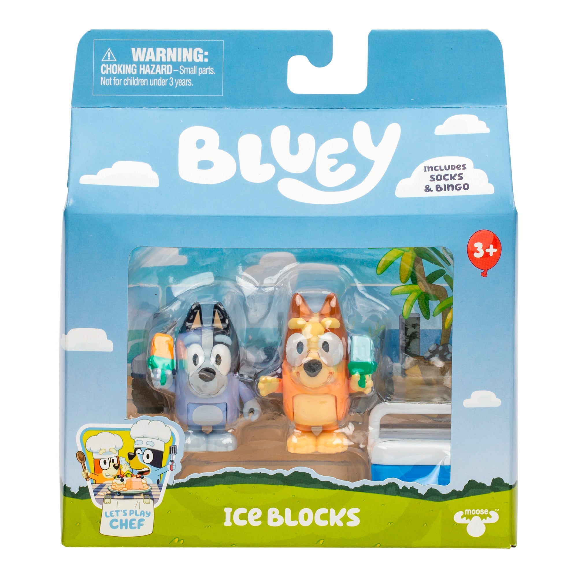 Bluey: Ice Blocks Bingo & Socks Figure 2-Pack in retail packaging