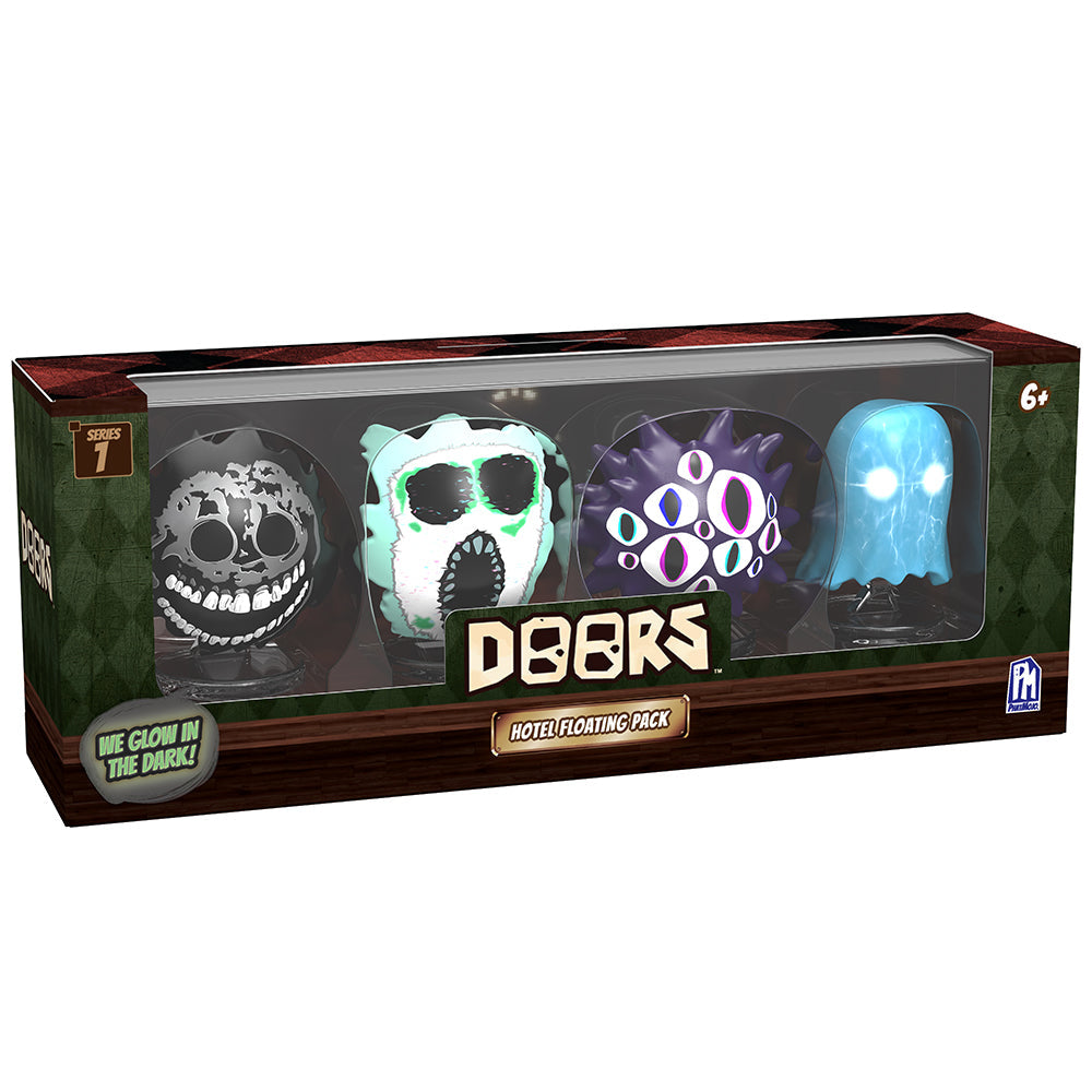 DOORS Hotel Floating glow-in-the-dark minifigure 4-pack in retail packaging