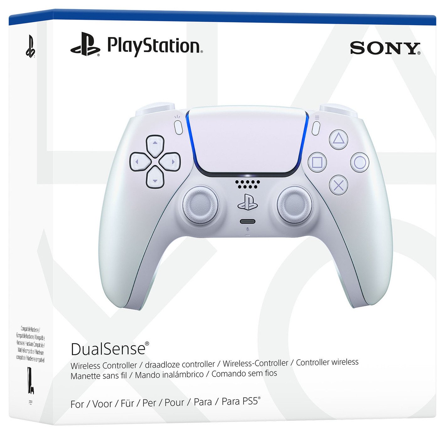 Sony DualSense V3 Chroma Pearl wireless controller in retail packaging