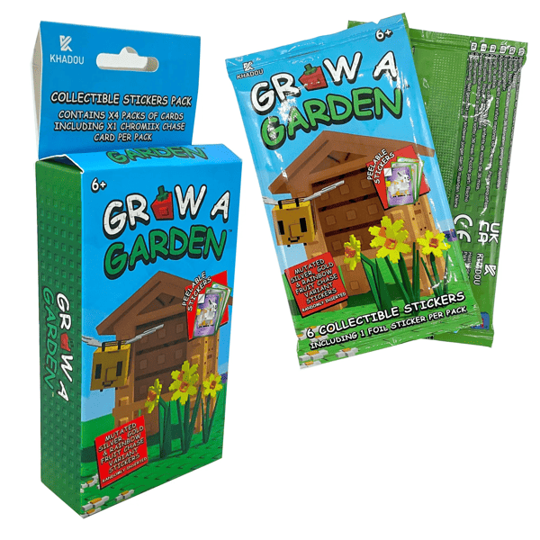 Grow a Garden four-pack collectible stickers retail box
