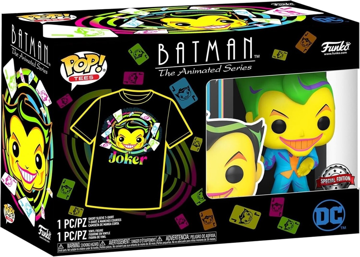 Batman The Animated Series: Joker (Blacklight) Funko Pop! & Tee (XL)