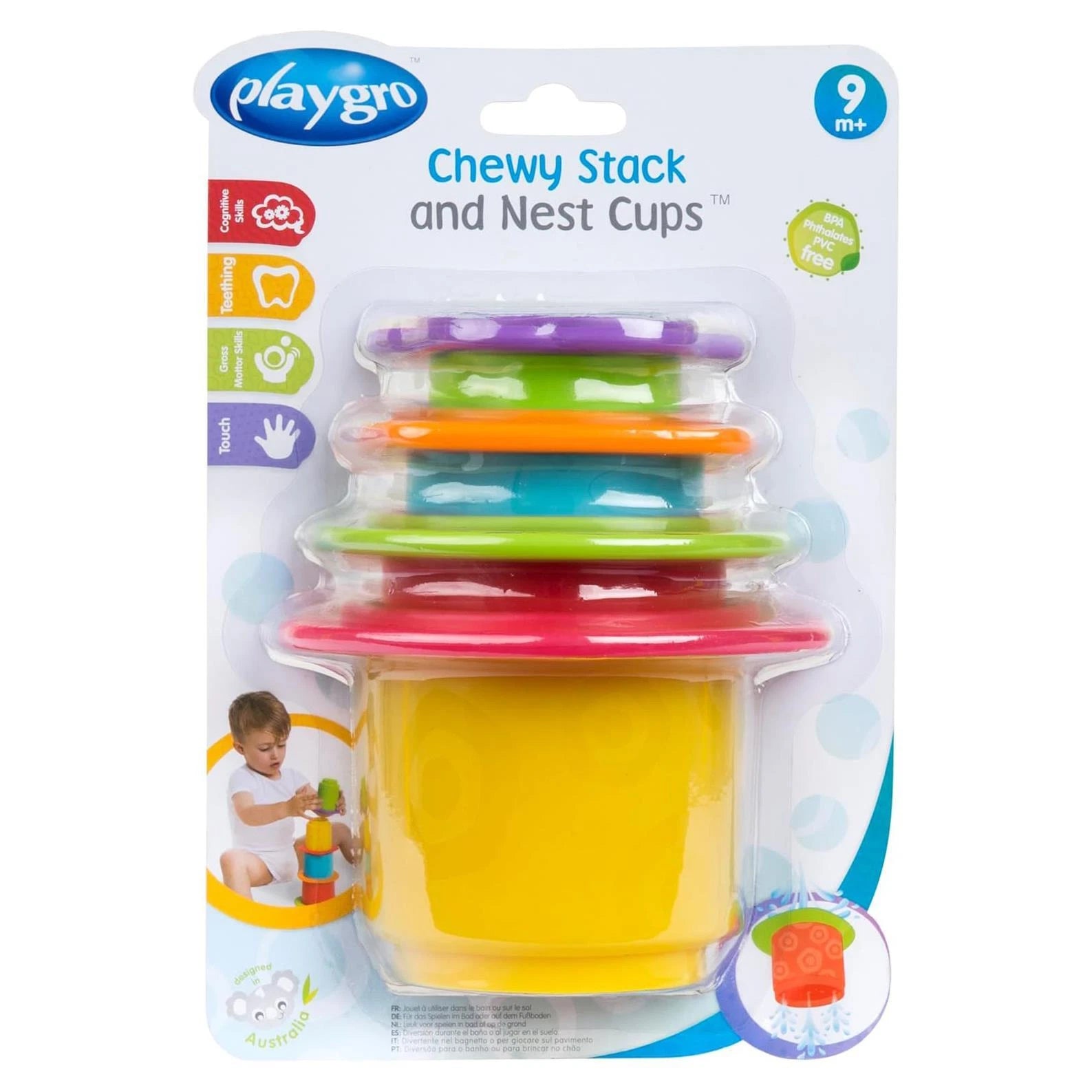 Playgro Pack of 4 Chewy Stack and Nest Cups