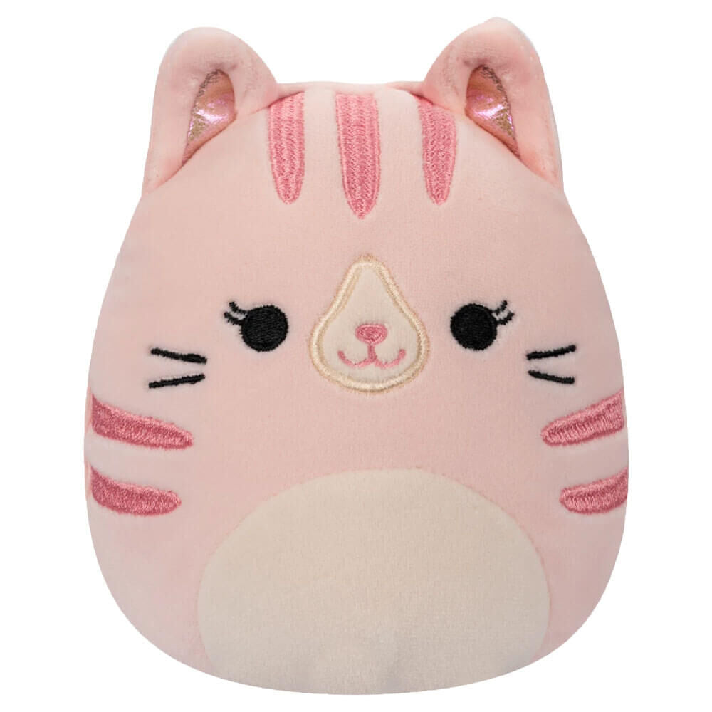 Squishmallows Laura and Shena 5 inch Flip-A-Mallows plush showing Laura the pink tabby cat