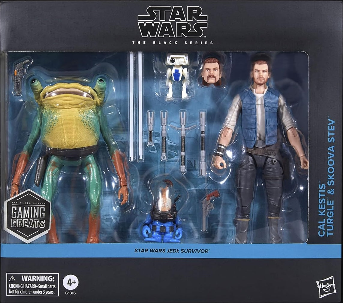 Star Wars The Black Series Cal Kestis BD-1 Turgle and Skoova Stev multipack in retail packaging