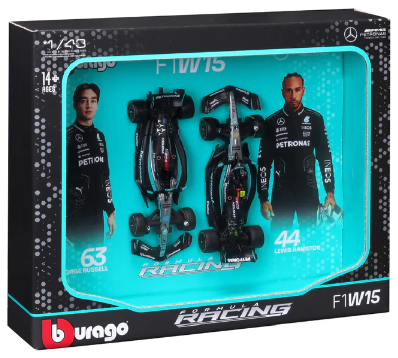 Mercedes-AMG W15 Hamilton and Russell Bburago two-pack