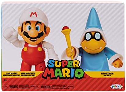 Super Mario: Fire Mario VS Magikoopa Kamek 4" Action Figures