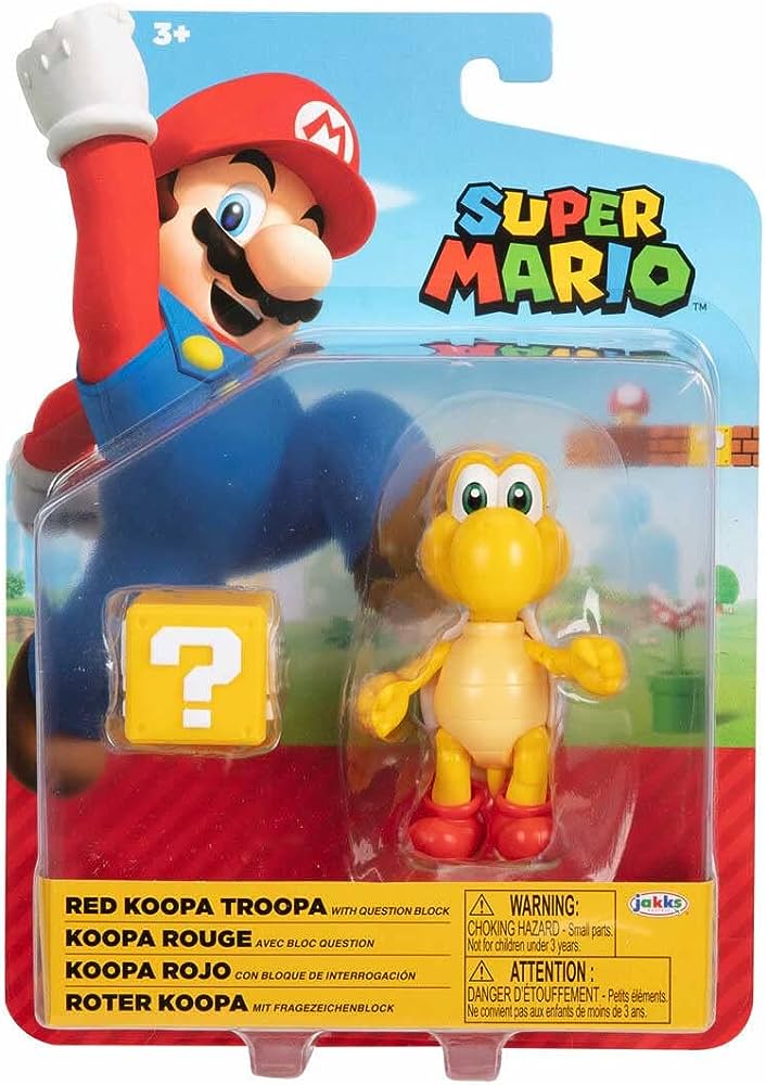 Super Mario: Red Koopa Troopa w/ Question Block 10cm Figure