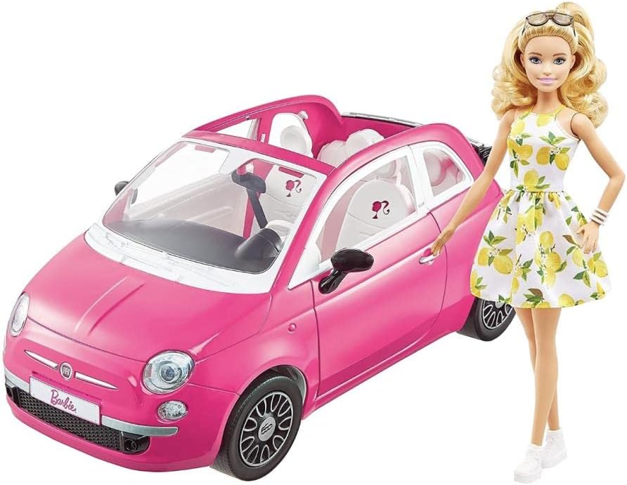 Barbie Doll and Pink Fiat 500