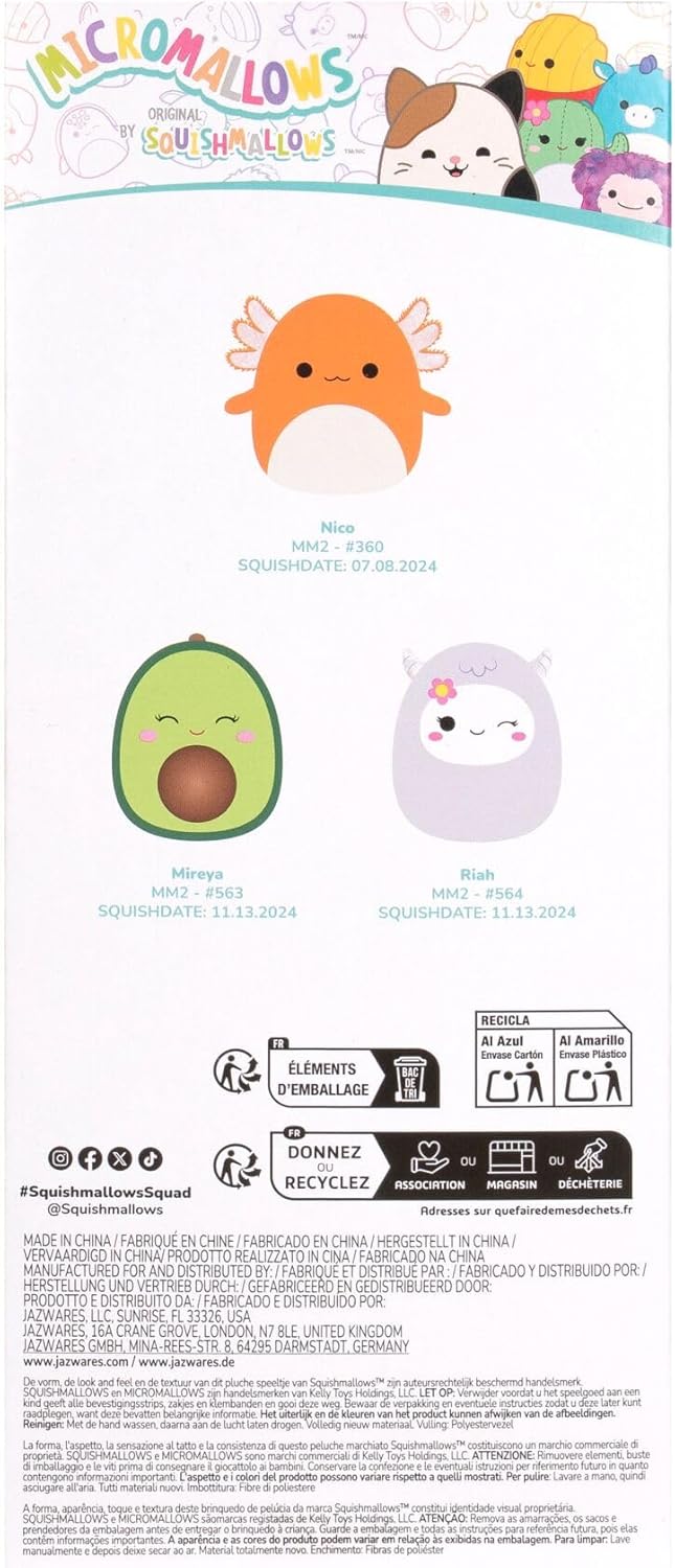Squishmallows Micromallows 3 Pack (Nico, Mireya, Riah)