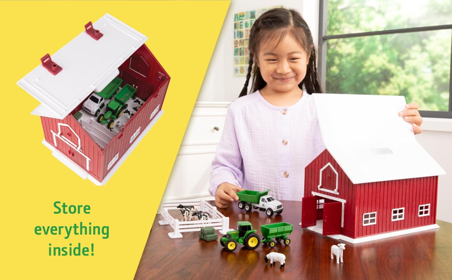 John Deere 1:64 Scale Farm Playset with On-the-Go Barn (24 Pieces)
