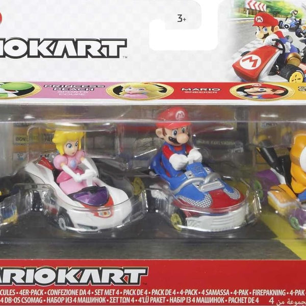 Hot Wheels Mario Kart 4 Pack Mario Yoshi Princess Peach Orange Sh
