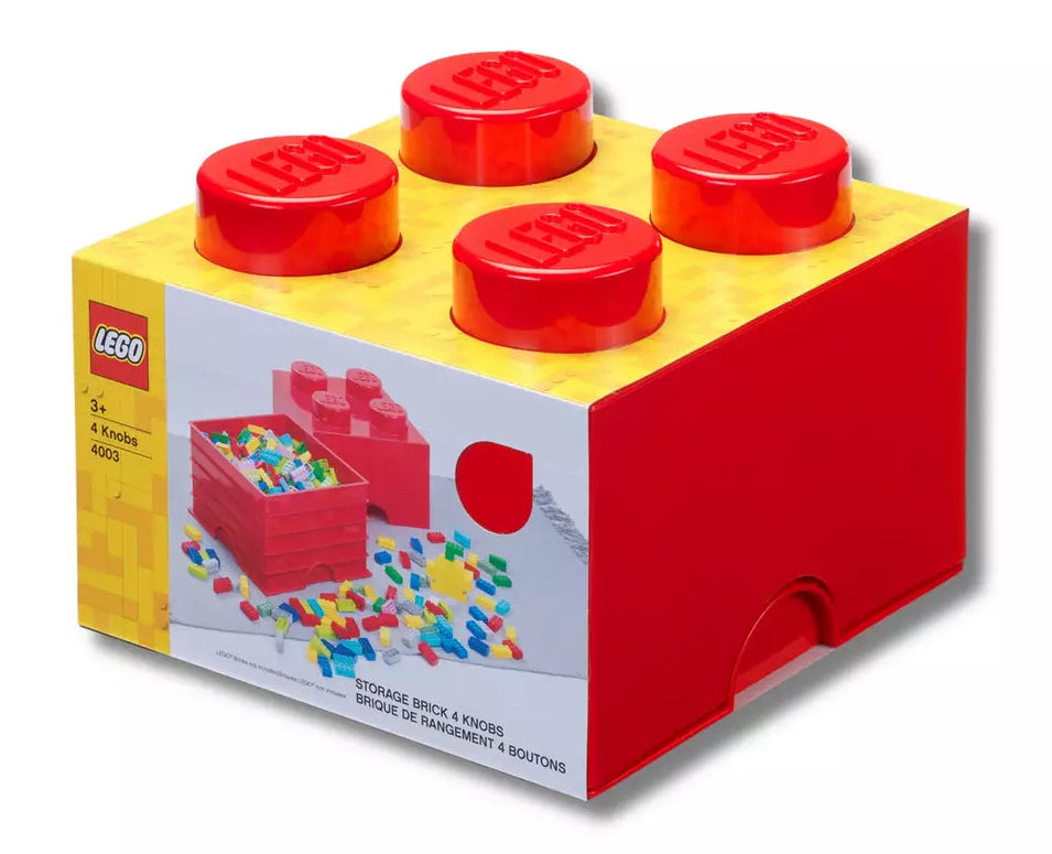 Lego 4 Knob Storage Brick - Red