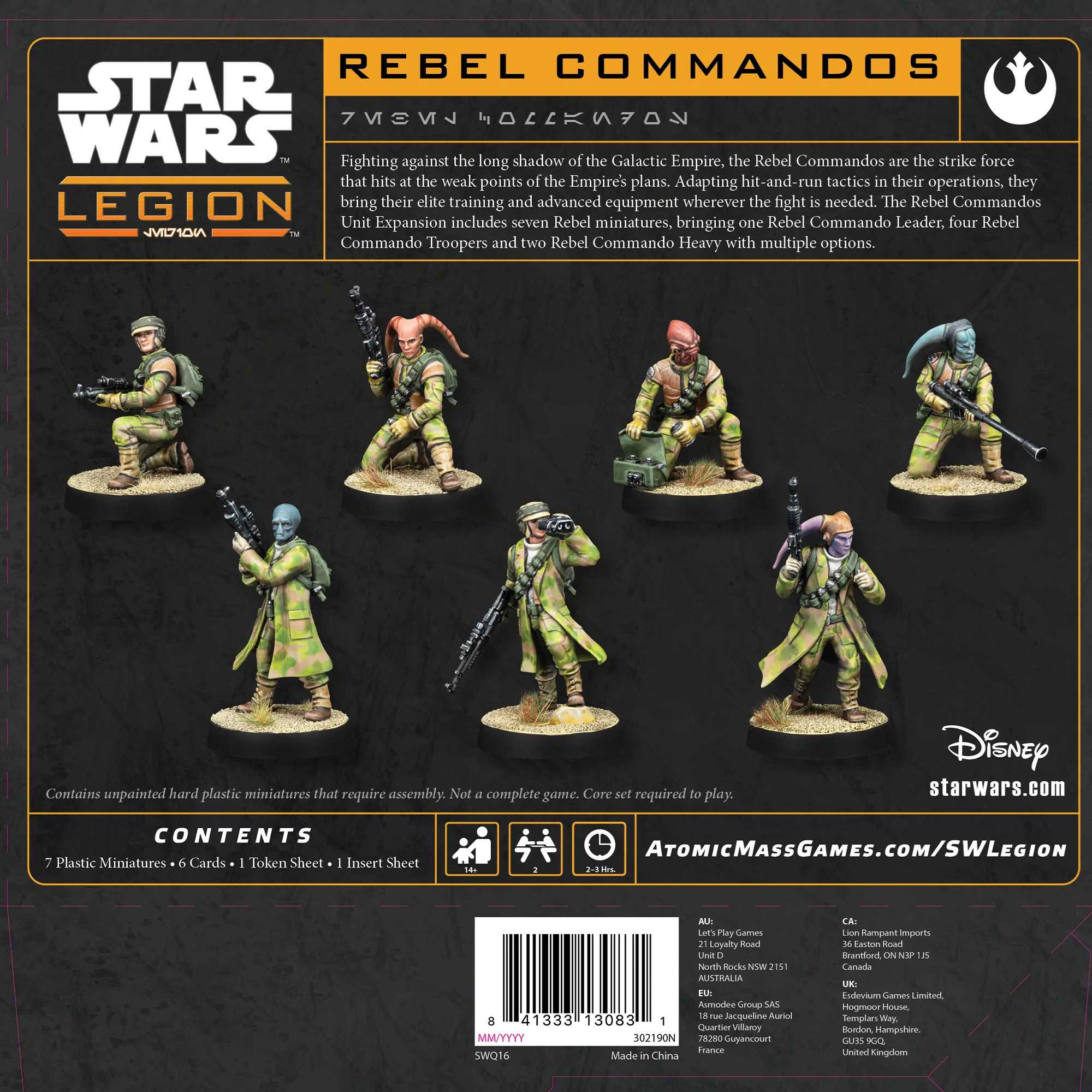 Star Wars Legion Rebel Commandos contents
