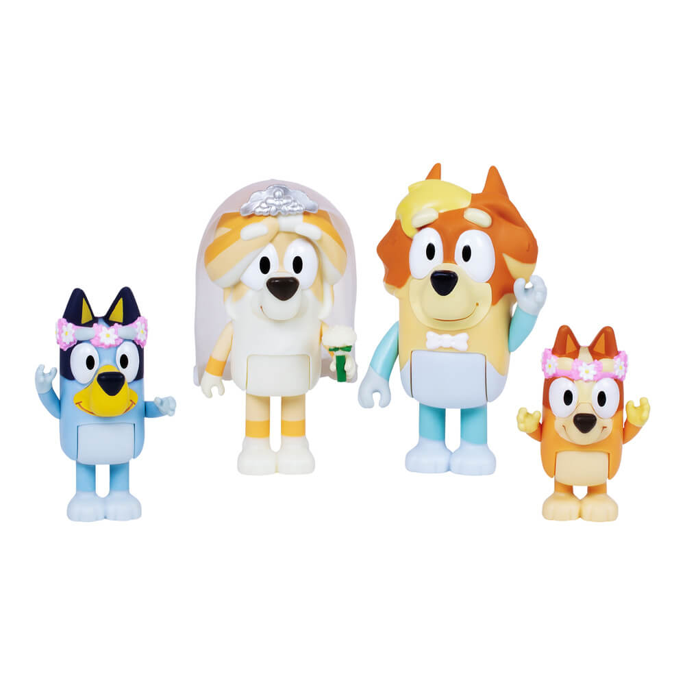Bluey: Wedding Time Figure 4-Pack in retail packaging