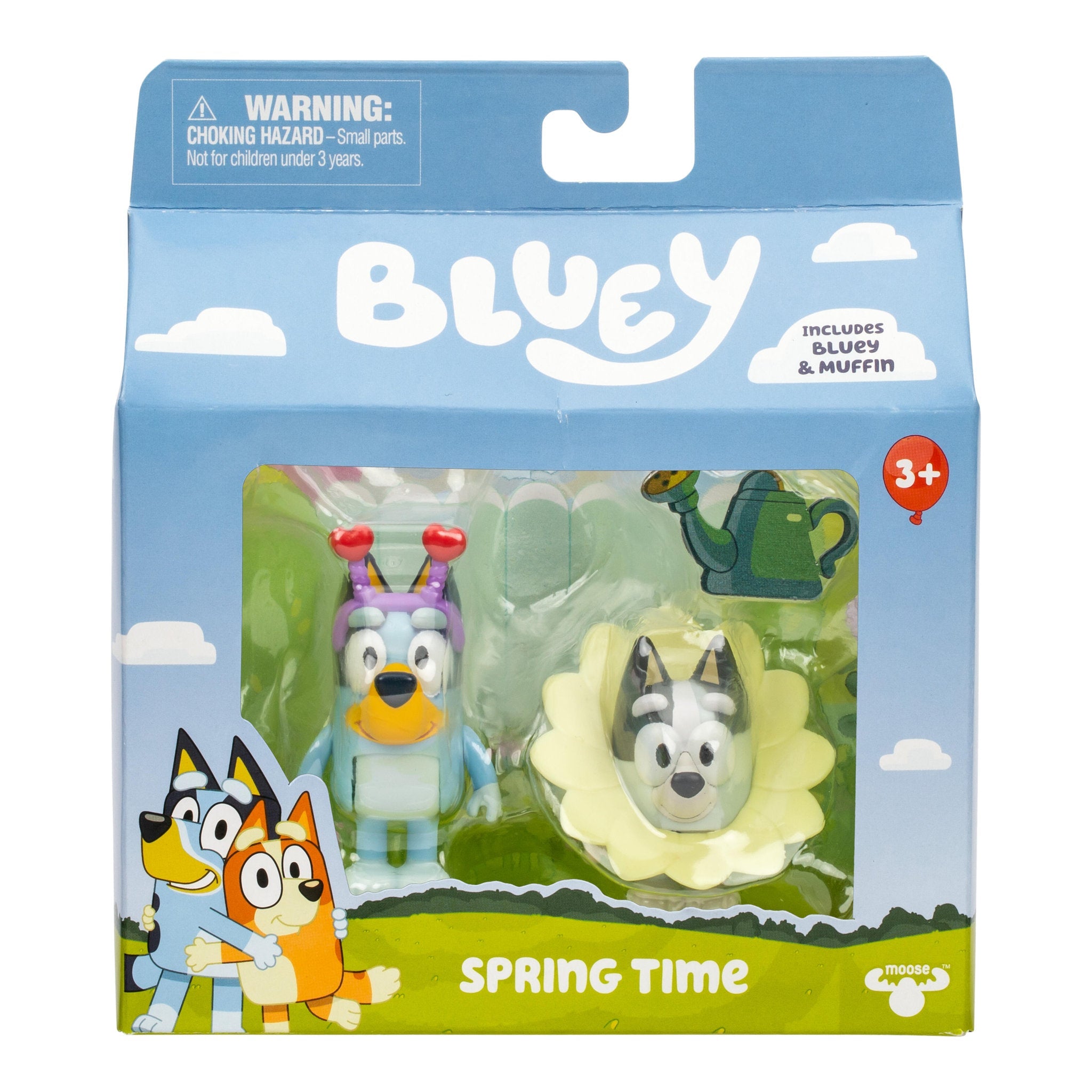 Bluey: Spring Time Bluey & Muffin Figure 2-Pack in retail packaging
