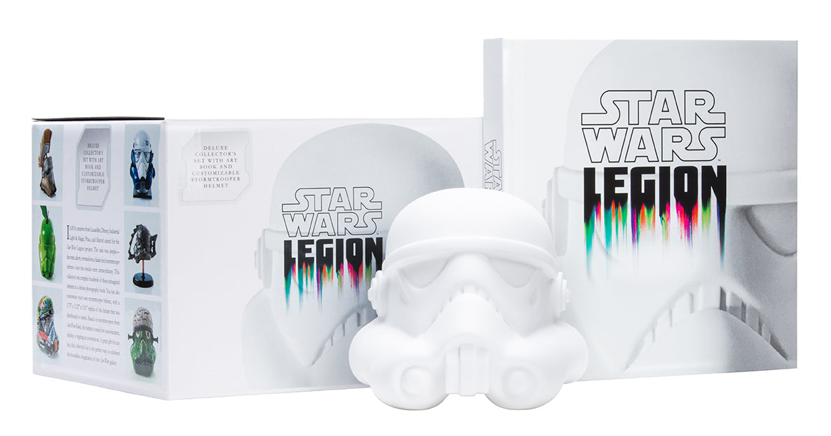 Star Wars Legion collector’s set retail box with art book and customisable Stormtrooper helmet