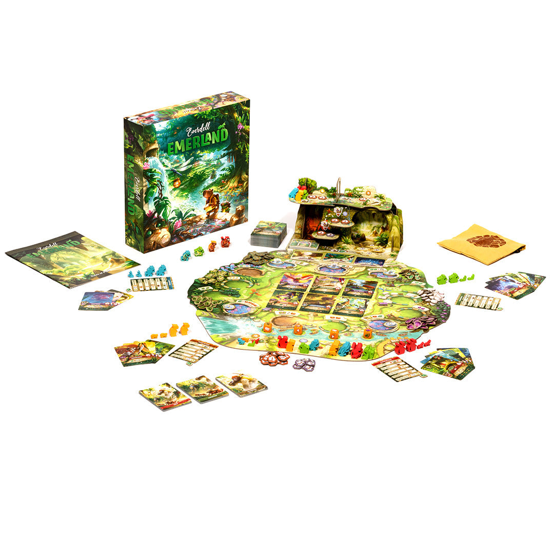 Everdell Emerland game setup and components
