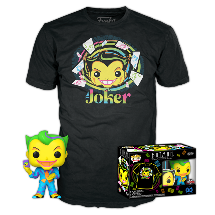 Batman The Animated Series: Joker (Blacklight) Funko Pop! & Tee (XL)