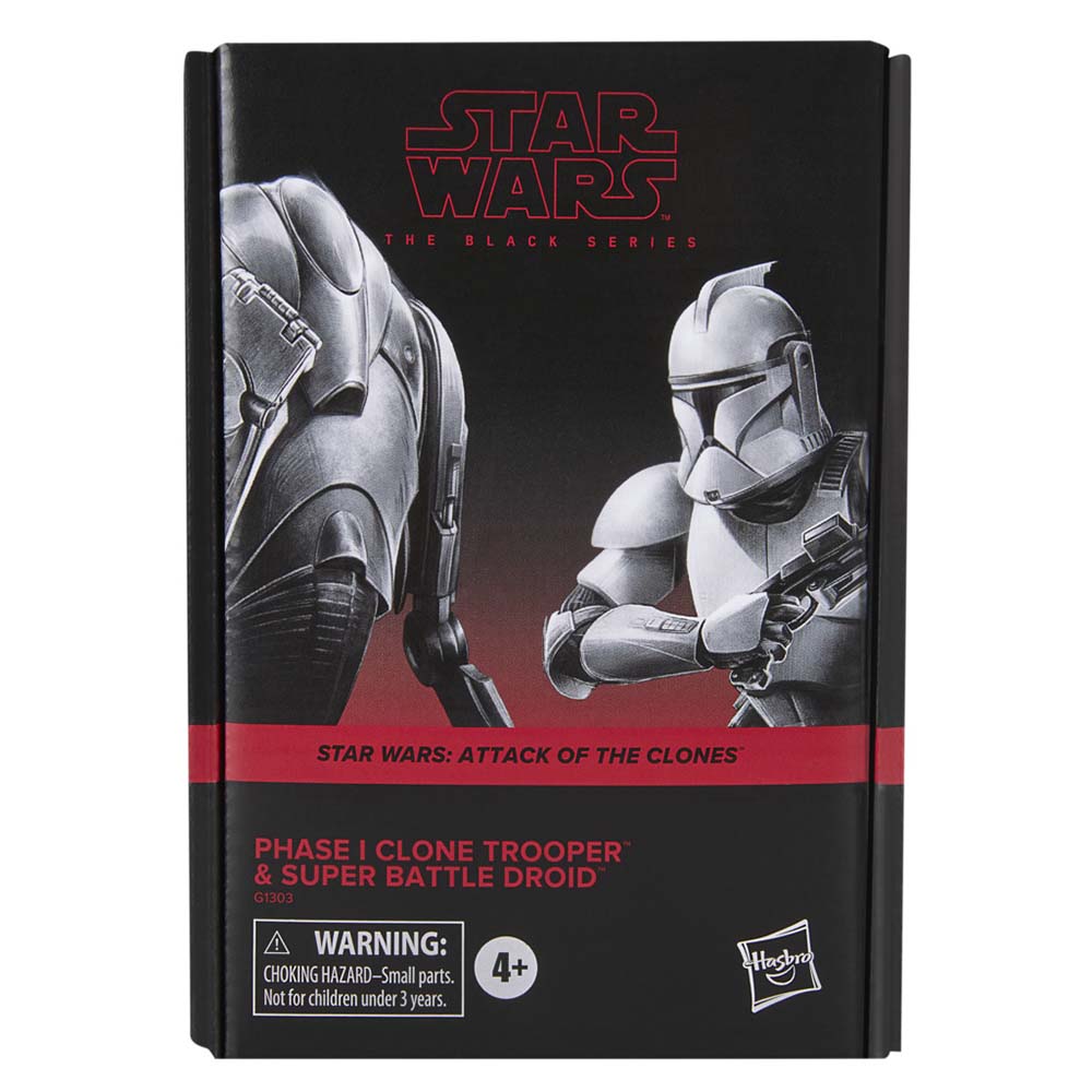 Star Wars The Black Series Phase I Clone Trooper and Super Battle Droid retail packaging