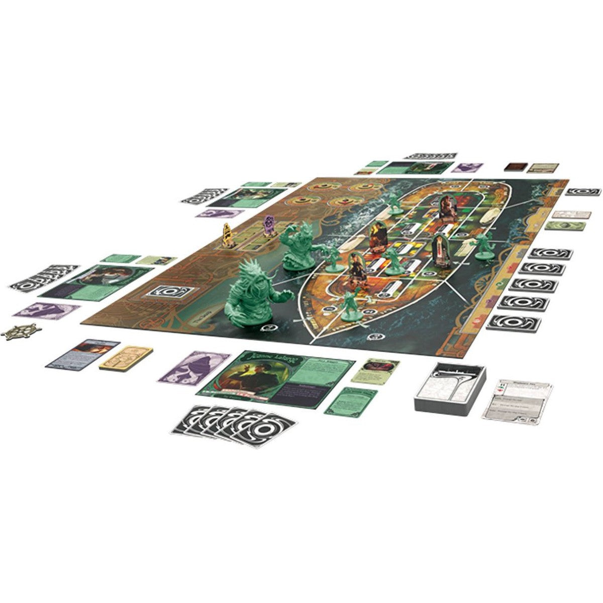 Unfathomable board game setup and components