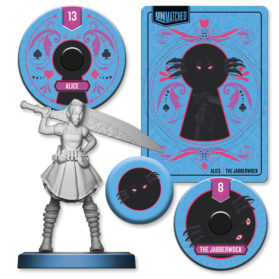 Alice miniature and components from Unmatched Battle of Legends Volume One